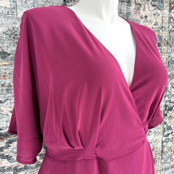 STANDARDS & PRACTICES Candice Georgette Wrap DressSize 1X  In Rose - Picture 3 of 13